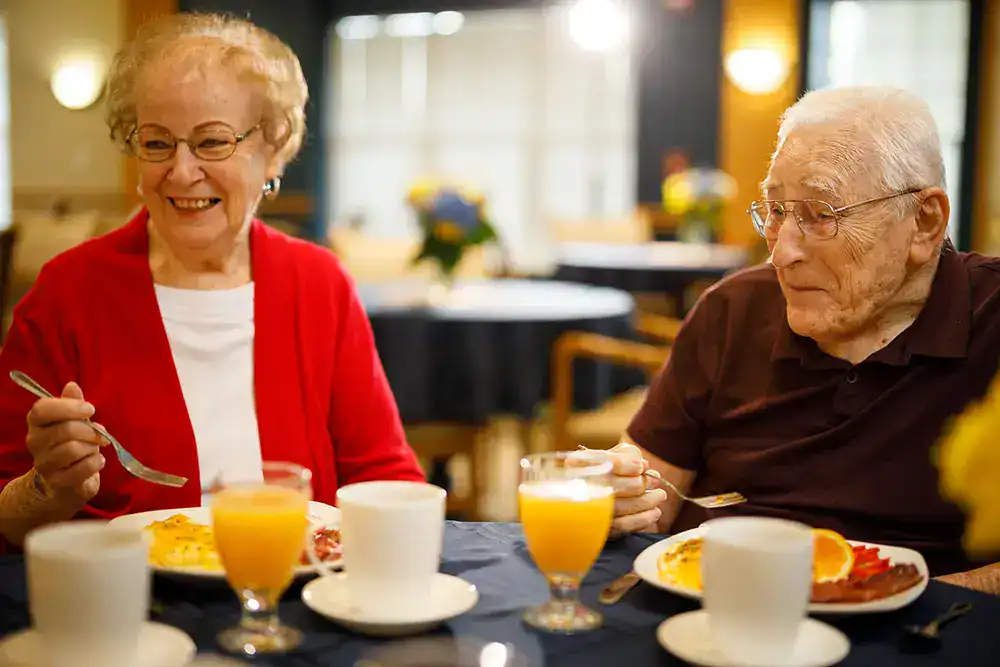 A pair of resident's enjoying breakfast