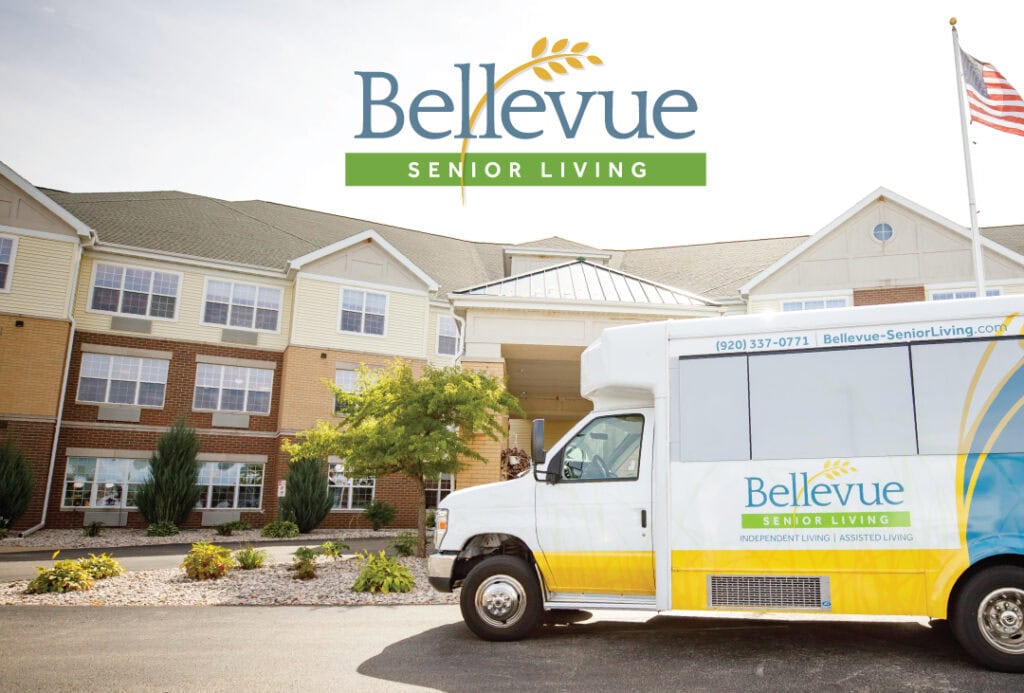 The Bellevue Senior Living bus in front of the community