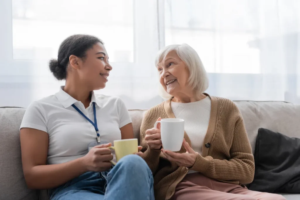 Senior woman receiving respite care