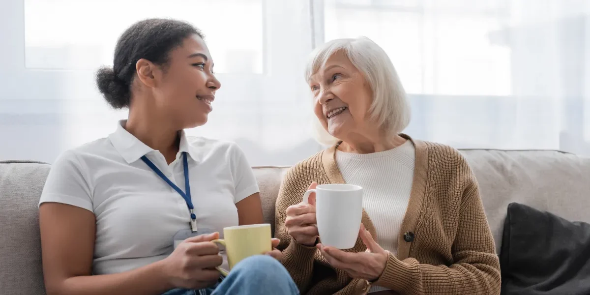 Senior woman receiving respite care